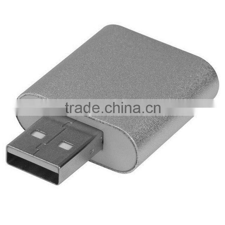 Aluminum USB External Stereo 7.1 Channel 3D Sound Card Adapter 3.5mm Aux Out