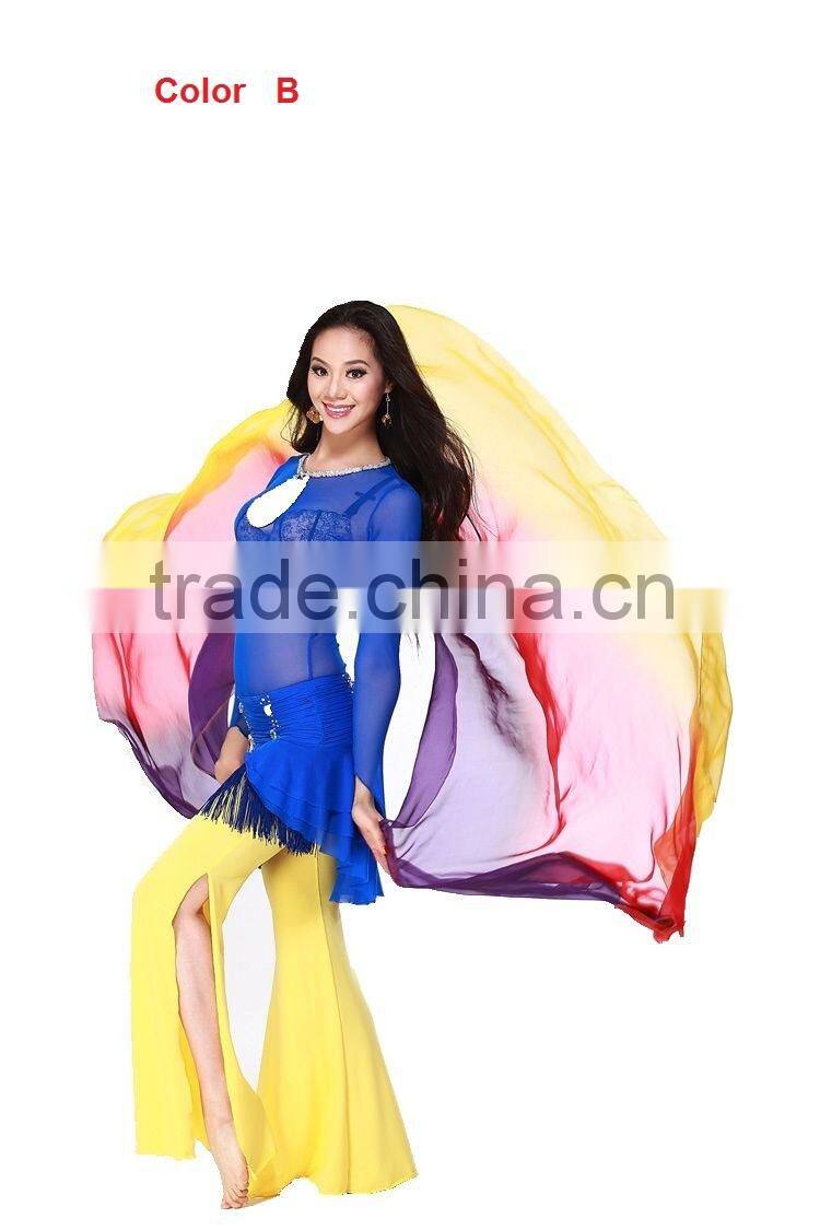 Elegant real silk belly dance veil in gradation colors for ladies wear in practice or performance (SJ003)
