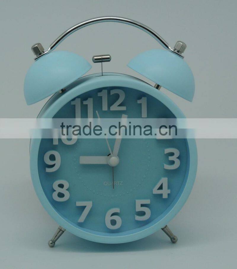 3D numbers 3" plastic twin bell alarm desktop clock
