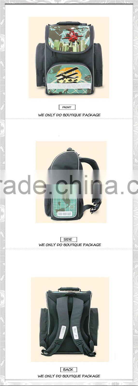 adjustable helicopter children backpack polyester 3D mesh surface kids school bag