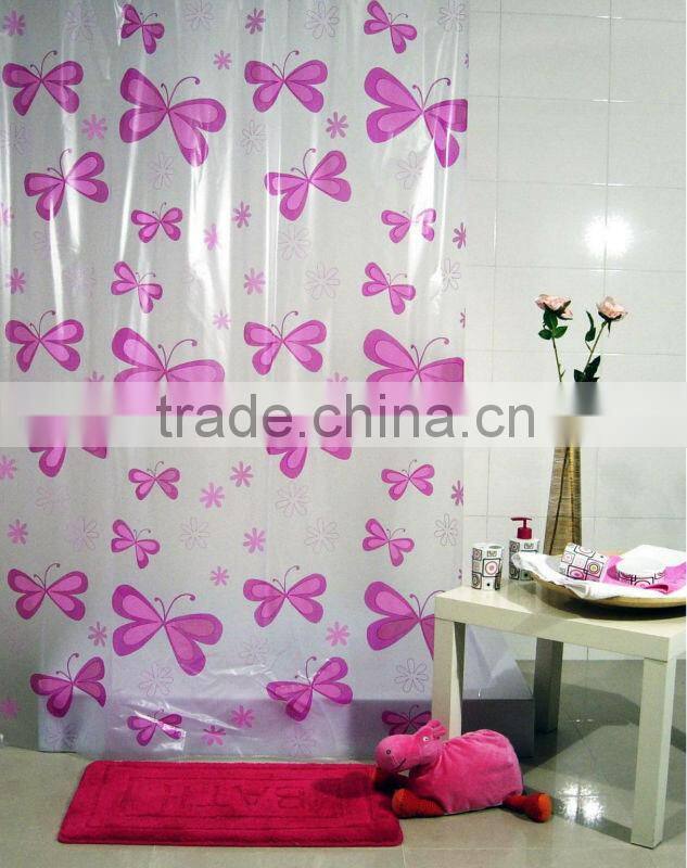 Wholesale PVC Shower Curtain with Eyelets and Hooks