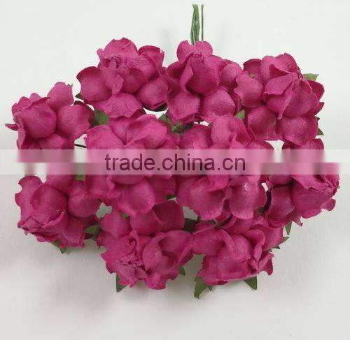 Magenta Hot Pink, Small Handmade Mulberry Paper Flower, Wedding Party, Scrap-booking Crafts, Wholesale