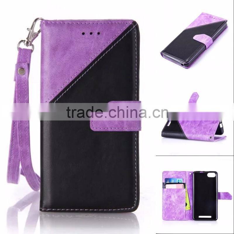 Double color PU wallet leather case with strap stand case with inside TPU phone case for iphone 6s 6s plus