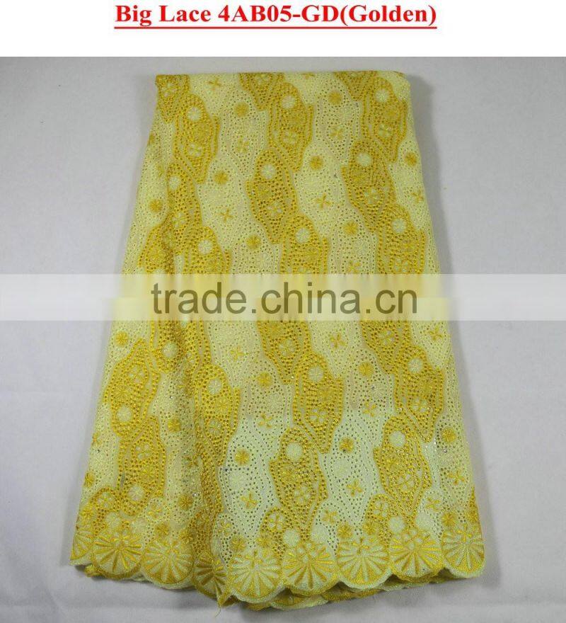 Latest design cotton voile fabric royal blue swiss voile lace