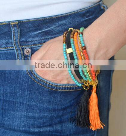 Tribal Bracelet ,Tassel Bracelet ,Beaded Bracelet ,Boho Bracelet ,Gypsy Bracelet Women's Accessory , Summer Bracelet