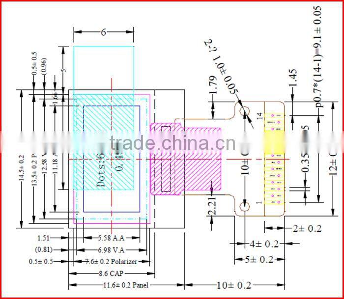 0.49inch 64*32 IPS SSD1306 controller thin oled display with board
