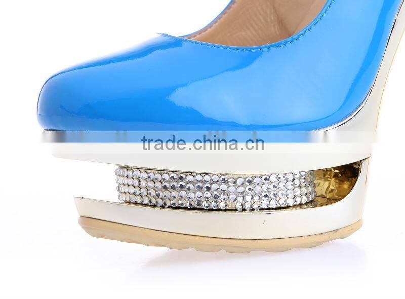 New brand designer 400272-3c blue luxury shoes double platform sexy club heels