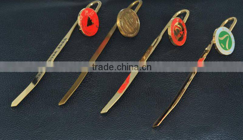 Red round head soft enamel Metal bookmark for souvenir
