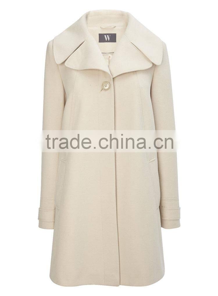 2015 European Fashion Women Stone Collar Swing Winter Coat