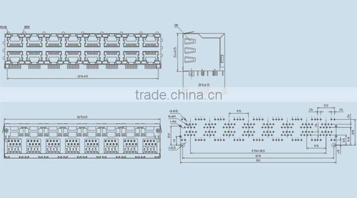quality rj45 2 row network connector with 90 degree