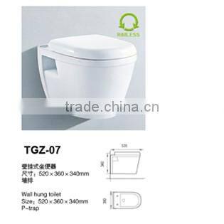 Wall hung ceramic toilet and P-Trap sanitary ware European Toilet flushometer toilet bowl
