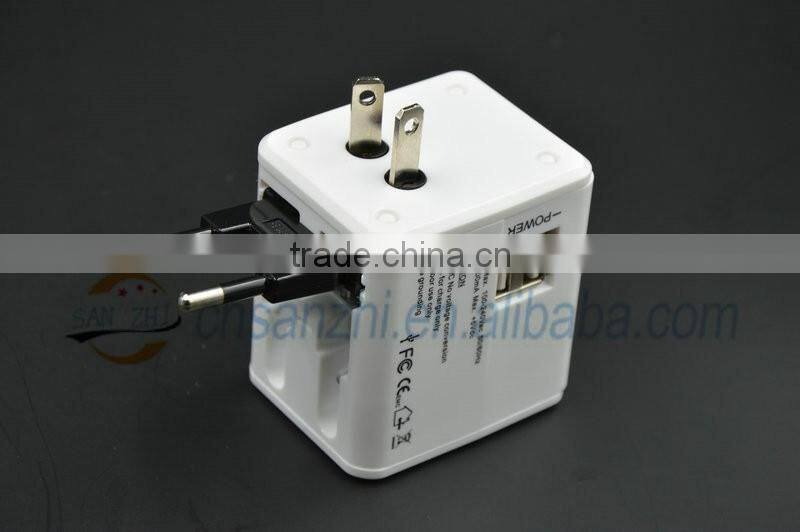 universal all travel charger ,2 port usb All in one universal international plug adapter 2 usb port
