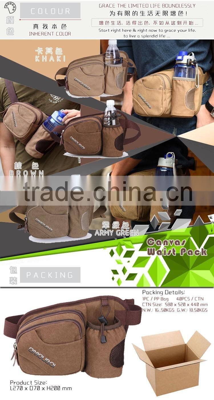 High Quality Multi-function Canvas Bottles & Cans Holster Cross Shoulder & Waist Messenger Bag