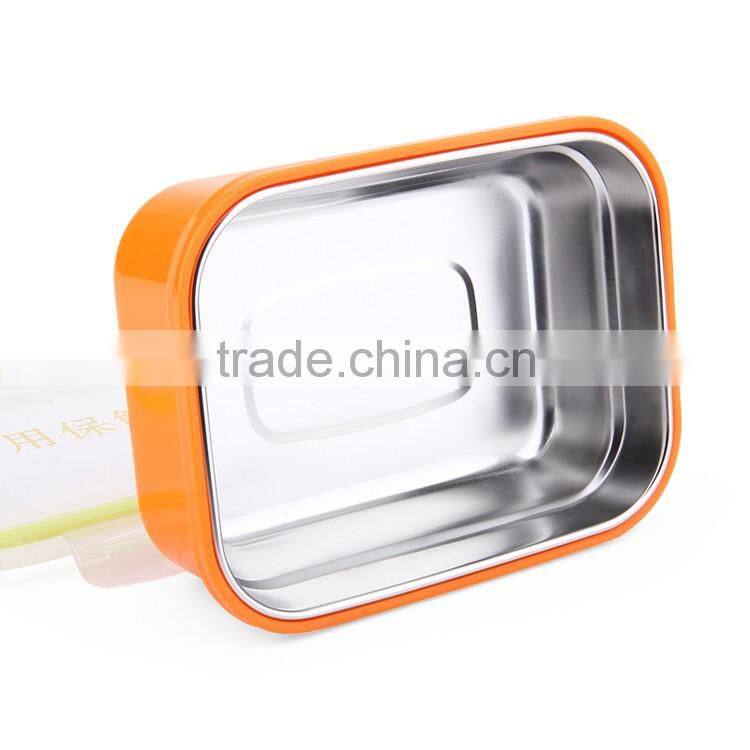 colourful stainless steel food crisper box with plastic lid