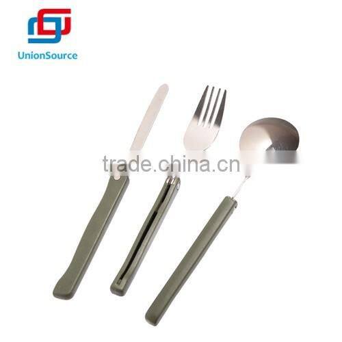 3pcs Outdoor Portable Folding Camping Stainless Steel Knife Fork Spoon Set