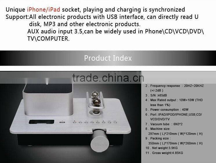 6N3 HIFI Audio vacuum tube Amplifer speaker with socket for iphone/ipad mp3 Home Amplifier usb port