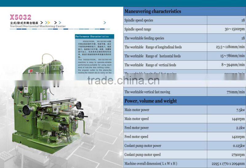 aluminum Vertical Milling Machine X5032