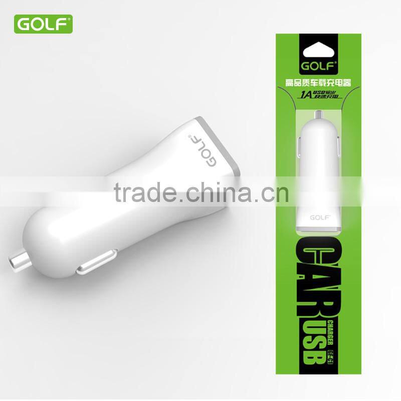 Portable cheap car charger 5V 1A Single Car Charger with 1 USB Port GOLF easy use car charger