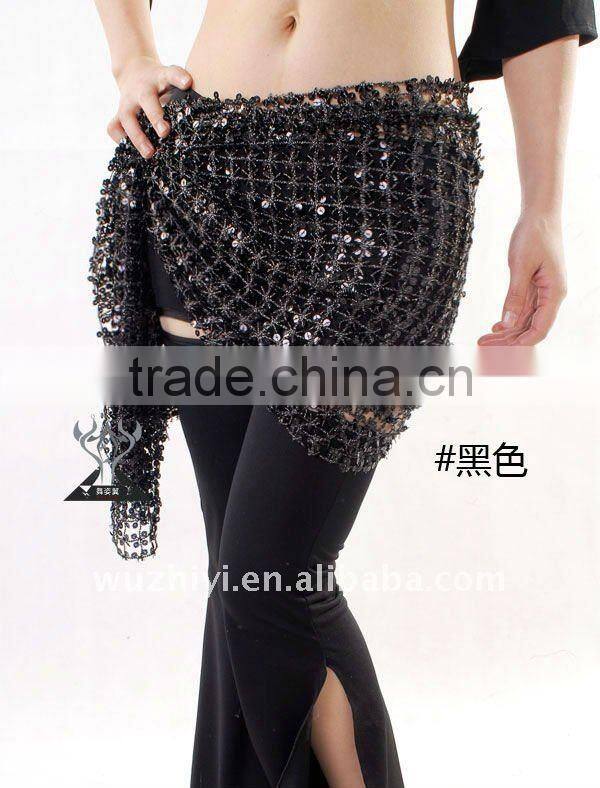 Cheap Wholesale Golden Knit Belly Dance Hip Scarf with Sequins, Belly Dance Shining Belt