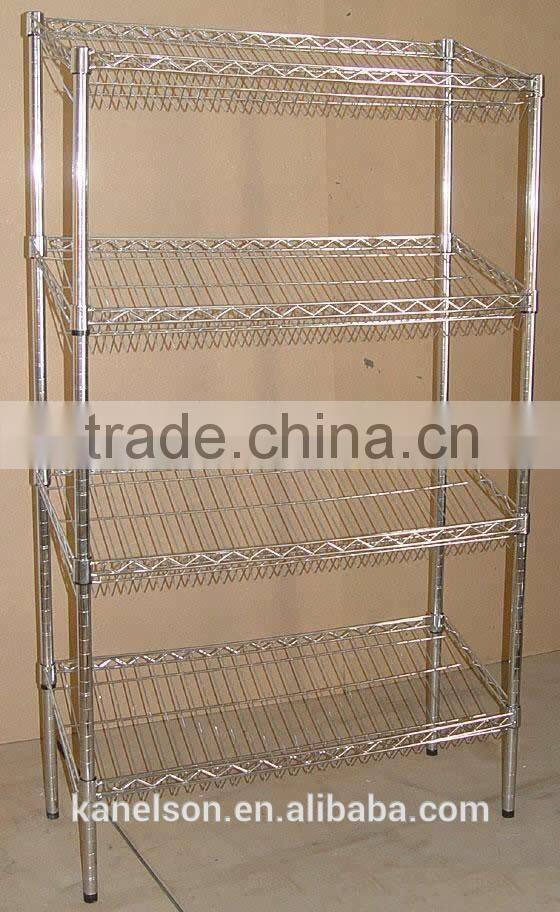 4 tier wire shelf chromed metal wire shelf
