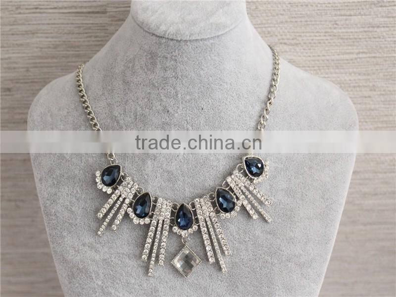 Women charming black water drop pendant necklace gold plated crystal necklace