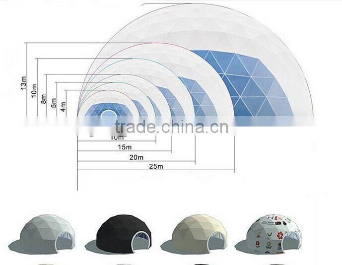 Hot sale pvc fabrics cover roof top dome tent / geodesic dome tent