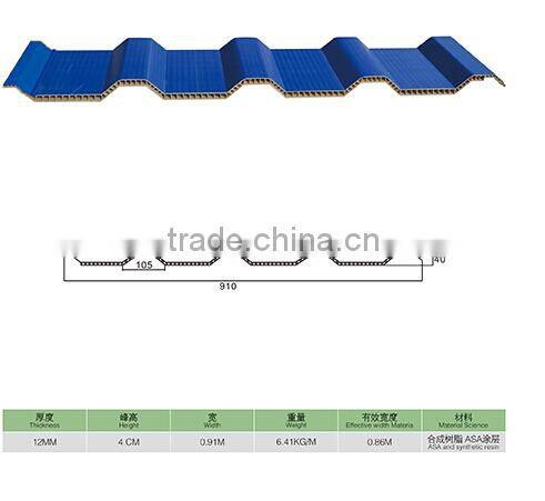 Energy saving non-flammable color fast PVC roof sheet