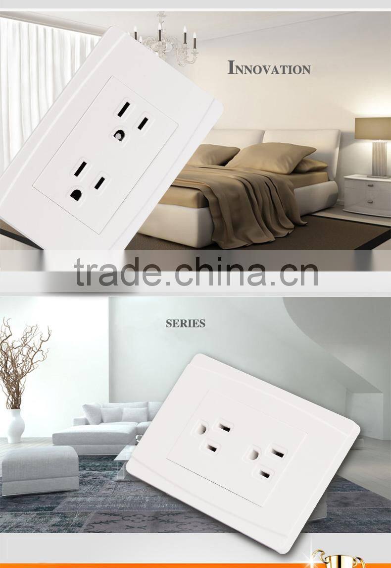 American Standard double 3 pin 6 pin electrical female socket outlet 10a wall socket