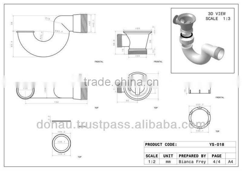 Bathtub Trap with Bras Fuse 50 mm (YP018)