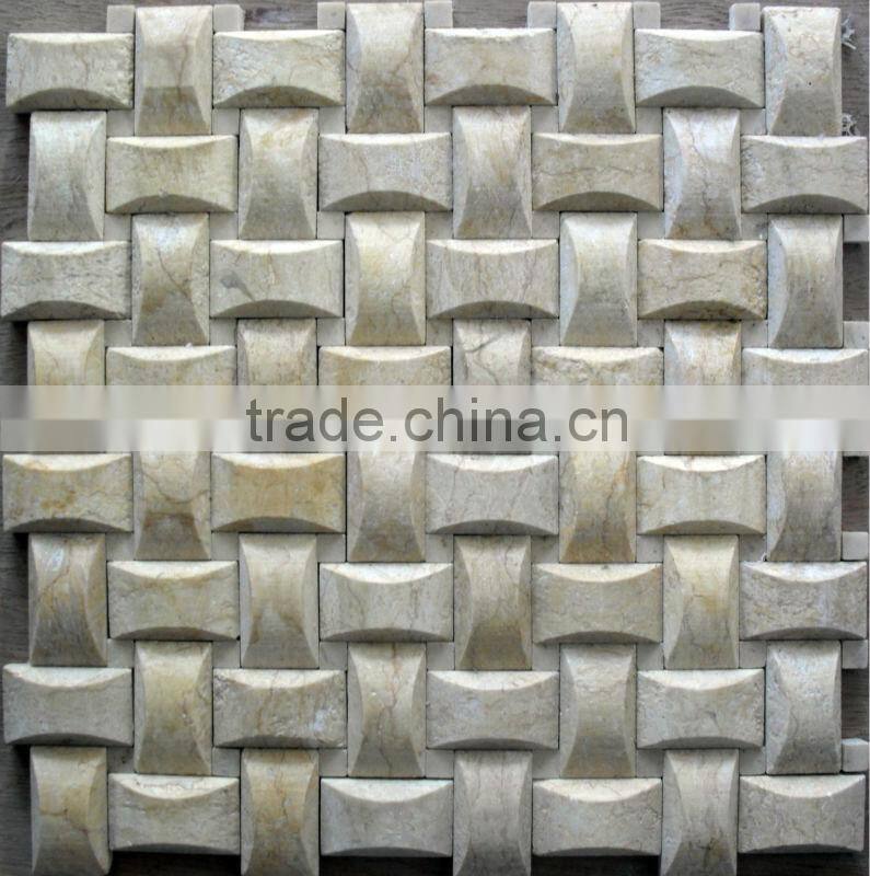 shaped non-cracked marble 3d mosaic tiles