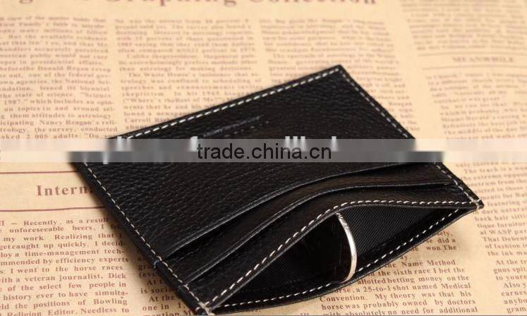 wholesale top grain leather business id card holder