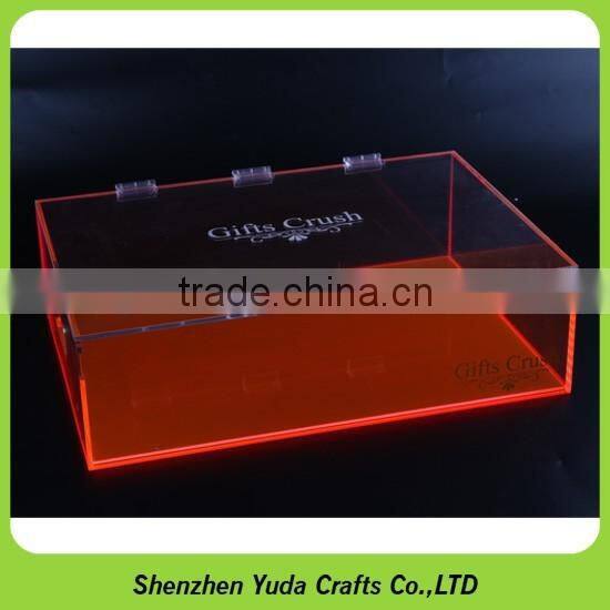 Clear big plexiglass container with laser engraving logo acrylic dustproof storage case
