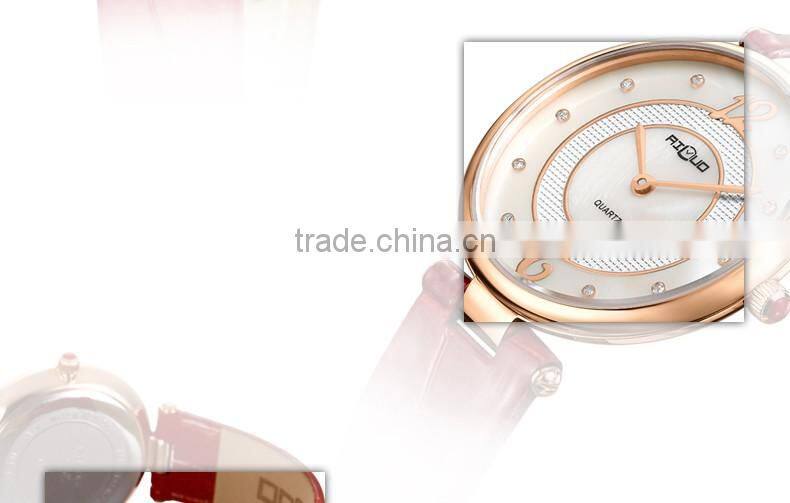 Waterproof genuine leather band luxury diamond fashion quartz lady's watch