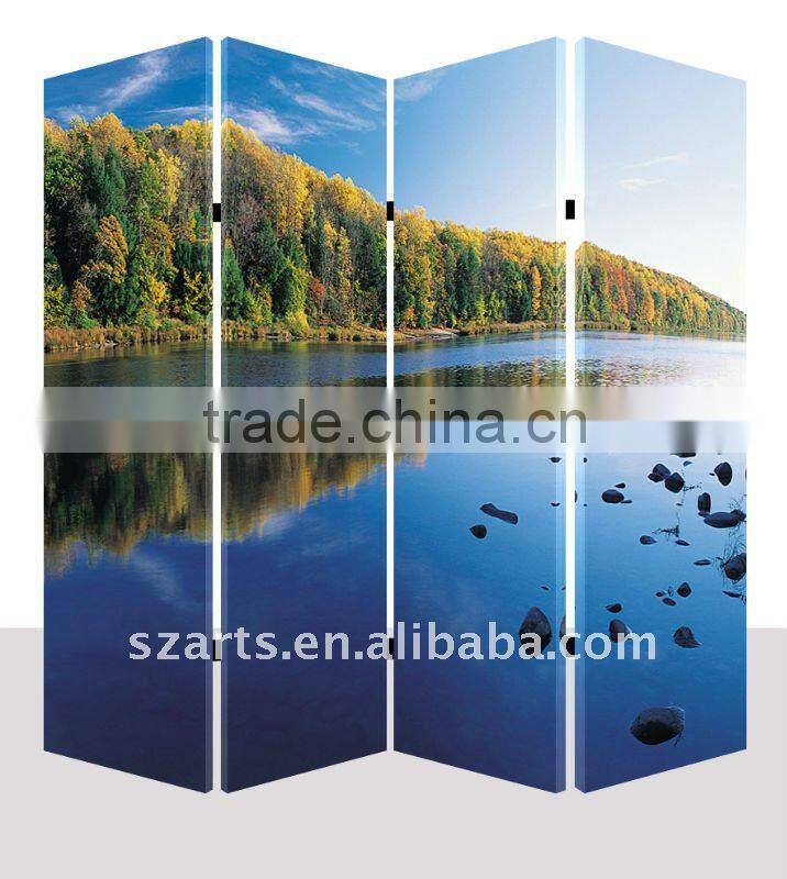 beautiful scenery 4 panels painted room divider