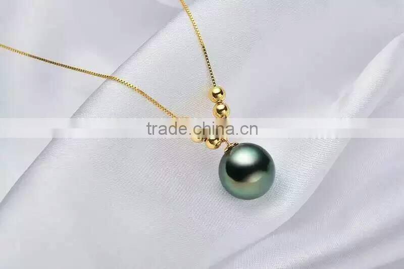 Valentines Gift 9-10mm Black Tahitian Pearl Pendant 2016 Modern 18k gold Pendant