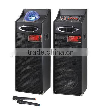 High power stage outdoor active speakers with remote and wireless mic and led light YY-106