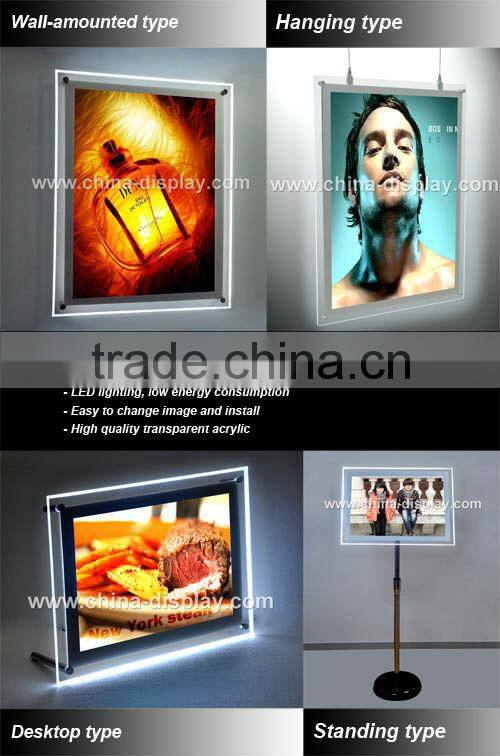 Transparency lightbox display sign hanging window led light pockets