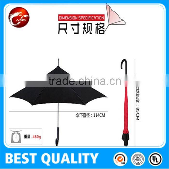 Windproof Reverse Folding Double Layer Inverted Umbrella,Self Standing Inside Out Rain Protection Umbrella with C-shaped Handle