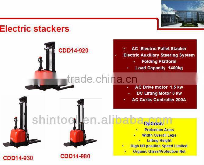 1.4T full electric pallet stackers with 2-stage STD