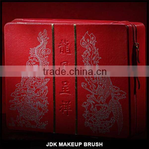 12 pcs cosmetic brush kit China wedding foundation brush set wood makeup brushes red box
