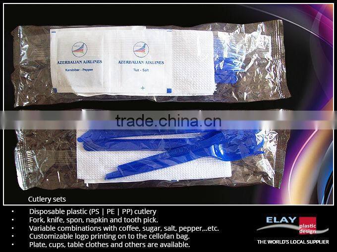 Airline plastic PS cutlery knife fork spoon pack disposable
