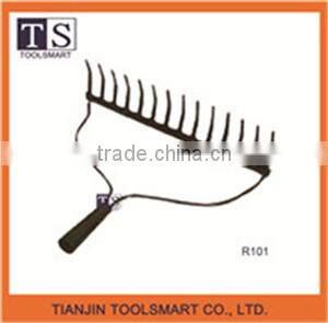 Hot garden hand Steel rake R with long handle for sale