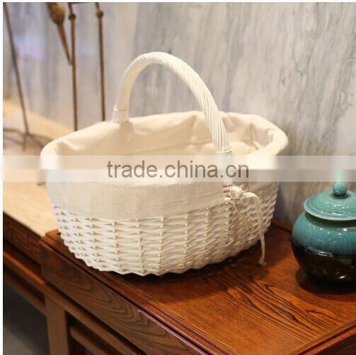 wholesale white wicker basket with handle wicker shopping basket