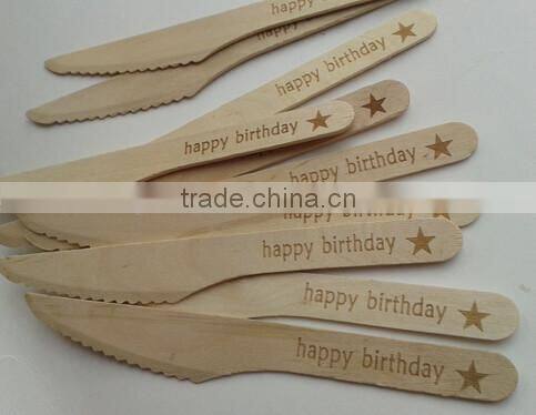 Cheap Food- grade Biodegradable Birch Wood Cutlery Disposable wood spoon knife and fork