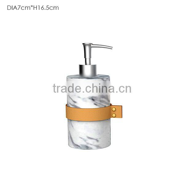 2016 the mostly popular handmake marble simple style bathroom accessories set with leather handle