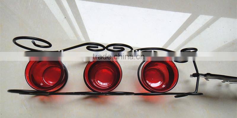 Reindeer Sleigh design standing metal and glass Candle Holder