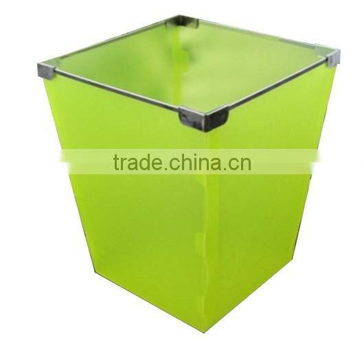 Easy Assembly Plastic Trash Can With Metal Edge