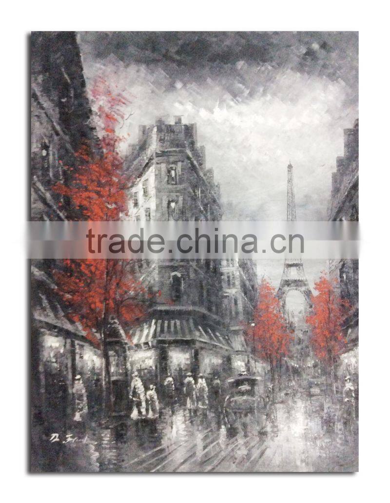 Paris Street Scene Oil Painting on Canvas