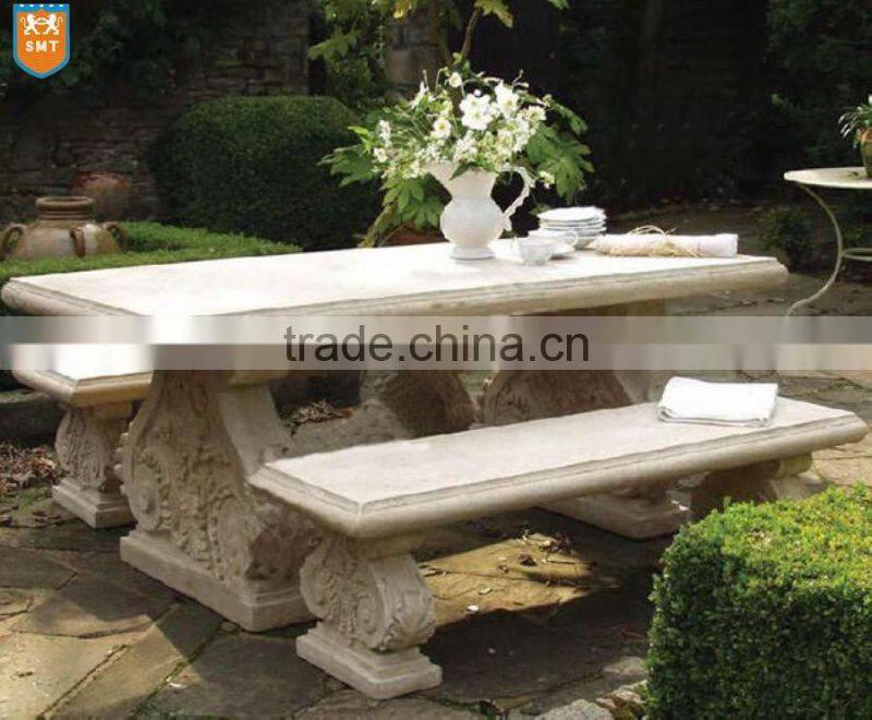 Multi color red granite table and bench for outdoor