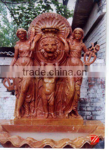 Father mother baby water fountains marble sculpture